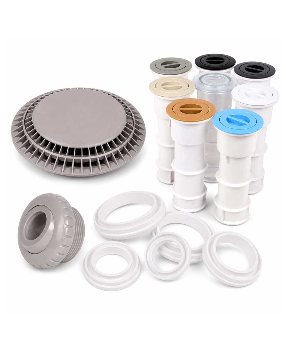 Pool Drain Kit Drains & Fittings - Universal White Cement - Pool Drains, Pool Fittings